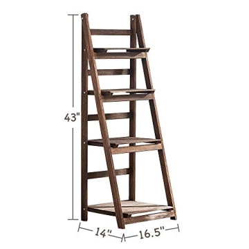 Rustic 4 Tier Foldable Ladder Shelf - Perfect Plant Stand