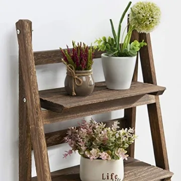 Rustic 4 Tier Foldable Ladder Shelf - Perfect Plant Stand