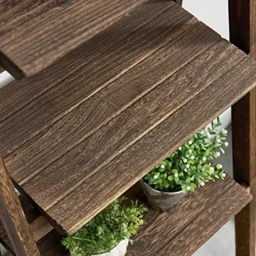 Rustic 4 Tier Foldable Ladder Shelf - Perfect Plant Stand