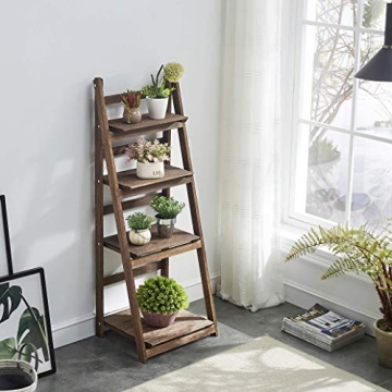 Rustic 4 Tier Foldable Ladder Shelf - Perfect Plant Stand