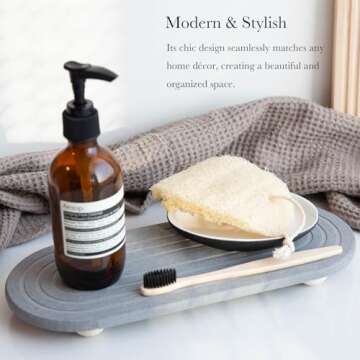 RIOMZY Instant Dry Sink Caddy Organizer – Water Absorbing Stone Tray for Kitchen Bathroom Countert...