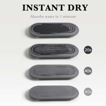 RIOMZY Instant Dry Sink Caddy Organizer – Water Absorbing Stone Tray for Kitchen Bathroom Countertop, Fast Drying Sink Caddy (with Wooden Feet and Natural Loofah, Gray)