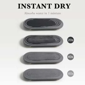 RIOMZY Instant Dry Sink Caddy Organizer – Water Absorbing Stone Tray for Kitchen Bathroom Countertop, Fast Drying Sink Caddy (with Wooden Feet and Natural Loofah, Gray)