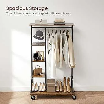 Stylish VASAGLE Clothes Rack with 5-Tier and Wheels