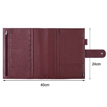 Moterm Leather Cover for Half Letter/Junior Discbound Planner, with Back Pocket (Pebbled-Burgundy)