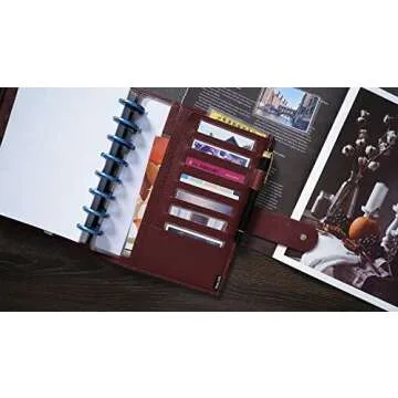 Moterm Leather Cover for Half Letter/Junior Discbound Planner, with Back Pocket (Pebbled-Burgundy)