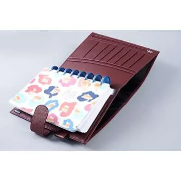 Moterm Leather Cover for Half Letter/Junior Discbound Planner, with Back Pocket (Pebbled-Burgundy)
