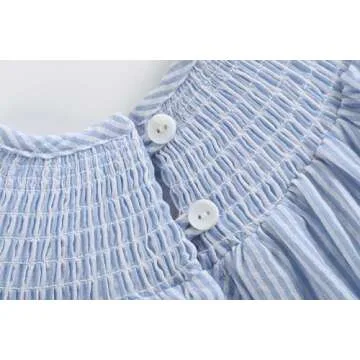 Lil cactus Blue Seersucker Bunny Smocked Flutter Romper, 3-6 Months