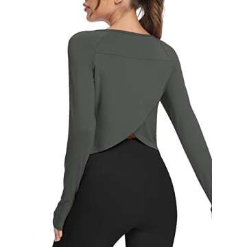 Bestisun Split Back Workout Long Sleeve Shirt for Women