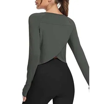 Bestisun Split Back Workout Long Sleeve Shirt for Women