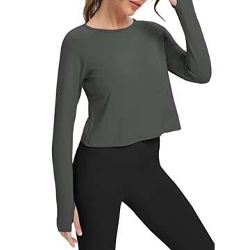 Bestisun Split Back Workout Long Sleeve Shirt for Women