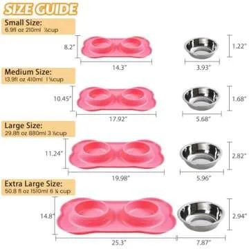 Hubulk Pet Dog Bowls 2 Stainless Steel Dog Bowl with No Spill Non-Skid Silicone Mat + Pet Food Scoop Water and Food Feeder Bowls for Feeding Small Medium Large Dogs Cats Puppies (S, Pink)
