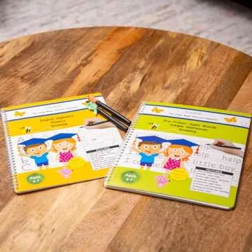 Teacher Designed 21.5X27.5 cm Large Magic Practice Copybook for Kids Alphabet + Sight Words 2-Set, Kindergarten Magical Handwriting Workbooks, Tracing Letters for Kids Ages 3-5 Copy Book.