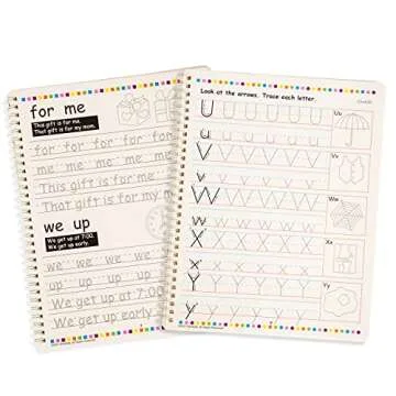Teacher Designed 21.5X27.5 cm Large Magic Practice Copybook for Kids Alphabet + Sight Words 2-Set, Kindergarten Magical Handwriting Workbooks, Tracing Letters for Kids Ages 3-5 Copy Book.