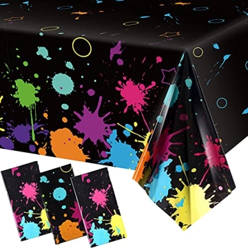 Glow Party Table Covers Neon Party Tablecloths 108 x 54 Inch Glow Party Tablecloths Disposable Plast...