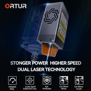 Laser Engraver, ORTUR Laser Master 3, 10000mW Higher Accuracy Laser Cutter, 20000mm/min Engraving Sp...