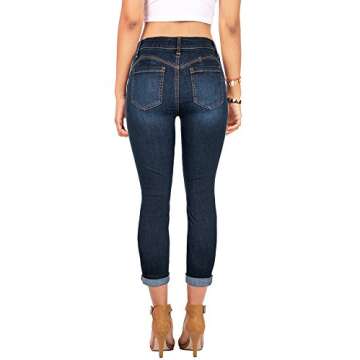 Wax Women's Juniors Mid-Rise Capri Jeans w Stretch (3, Dark Denim)