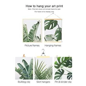 HoozGee Botanical Wall Art Prints Set of 6 Tropical Leaves Decor Plant Leaf Wall Art Canvas Prints for Wall Decor Green Wall Art Posters Set for Living Room Decor (8"x10" UNFRAMED)