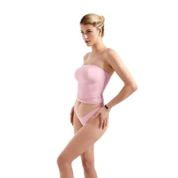 SUUKSESS Women Sexy Tube Top Summer Y2K Going Out Tops Casual Sleeveless Double Lined Basic Tank Top (Baby Powder, S)