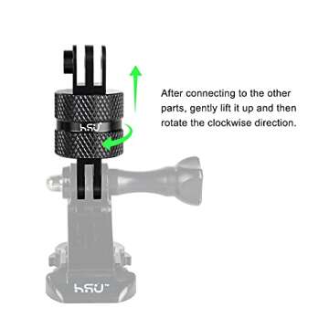 HSU Aluminum 360 Degree Rotation Camera Mount, Vertical Metal Swivel Tripod Adapter Compatible with GoPro Hero 13/12/11/10/9/8/7/6/5 Session AKASO Campark DJI and Other Action Cameras