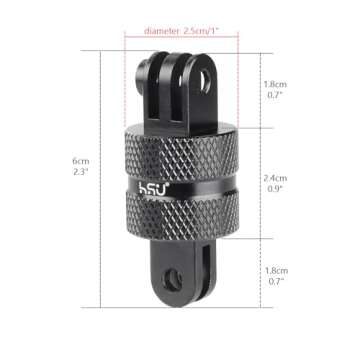 HSU Aluminum 360 Degree Rotation Camera Mount, Vertical Metal Swivel Tripod Adapter Compatible with GoPro Hero 13/12/11/10/9/8/7/6/5 Session AKASO Campark DJI and Other Action Cameras