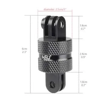 HSU Aluminum 360 Degree Rotation Camera Mount, Vertical Metal Swivel Tripod Adapter Compatible with GoPro Hero 13/12/11/10/9/8/7/6/5 Session AKASO Campark DJI and Other Action Cameras