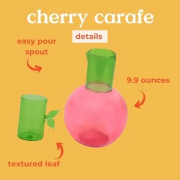 ban.do Cherry Glass Carafe Bedside Water Pitcher