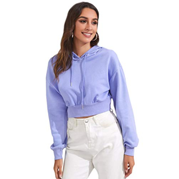 Stylish SweatyRocks Women's Purple Crop Pullover Hoodie