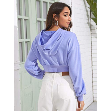 Stylish SweatyRocks Women's Purple Crop Pullover Hoodie