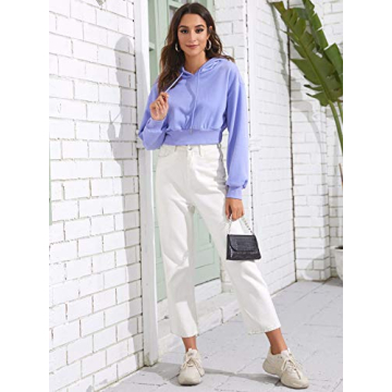 Stylish SweatyRocks Women's Purple Crop Pullover Hoodie