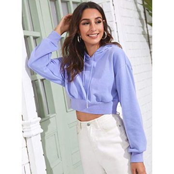 Stylish SweatyRocks Women's Purple Crop Pullover Hoodie