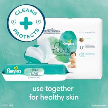 Pampers Baby Wipes Aqua Pure, 99% water-based wipes, Hypoallergenic and Unscented Baby Wipes, 448 Wipes Total (8 Flip-Top Packs)