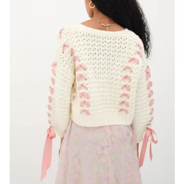 Women Y2K V Neck Retro Sweater for Stylish Dressing