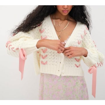 Women Y2K V Neck Retro Sweater for Stylish Dressing