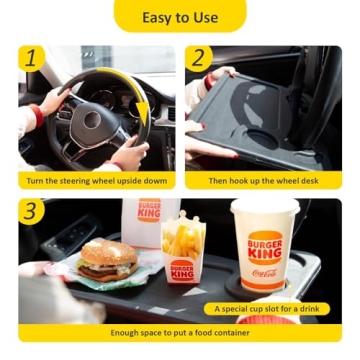 Cutequeen Car Eating Laptop Steering Wheel Desk