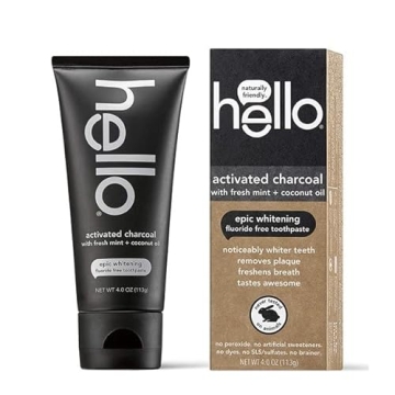 HELLO Charcoal Fluoride Free Whitening Toothpaste 2 Pack