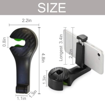 Ormeli Car Headrest Hook with Phone Holder 2 in 1 Auto Vehicle Back Seat Headrest Hanger Hooks for Purse Luggage Bags Cloth Grocery(2 Pack)