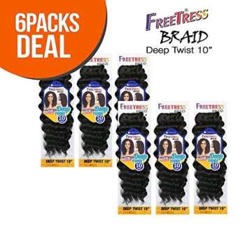 MULTI-PACK DEALS! FreeTress Synthetic Hair Crochet Braids Deep Twist 10 (6-PACK, 1B)