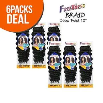MULTI-PACK DEALS! FreeTress Synthetic Hair Crochet Braids Deep Twist 10 (6-PACK, 1B)