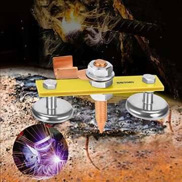 BAYTORY Upgrade Magnetic Welding Support Ground Clamp Tools, Twin Welding Magnet Head, Strong Magnet...