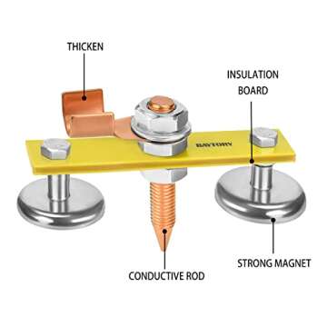 BAYTORY Upgrade Magnetic Welding Support Ground Clamp Tools, Twin Welding Magnet Head, Strong Magnetism Large Suction, Copper Tail Welder Stability Clamps