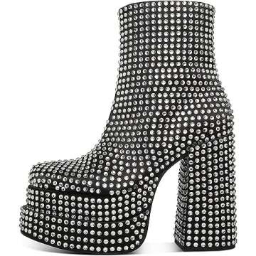 Steve Madden Cobra Black Leather Block Heel High Platform Fashion Ankle Boots (Black Leather, 5.5)