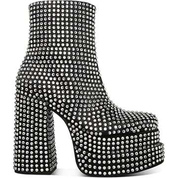 Steve Madden Cobra Black Leather Block Heel High Platform Fashion Ankle Boots (Black Leather, 5.5)