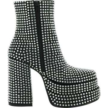 Steve Madden Cobra Black Leather Block Heel High Platform Fashion Ankle Boots (Black Leather, 5.5)