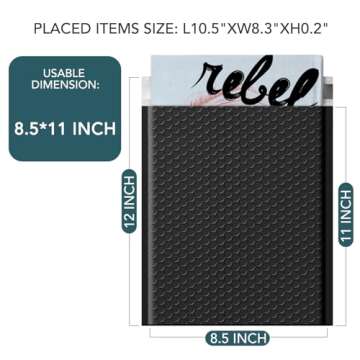 Metronic Bubble Mailers 8.5 X 12 Inch 25 Pack Black Usable Size 8.5 x 11 Waterproof Bubble Mailer Se...