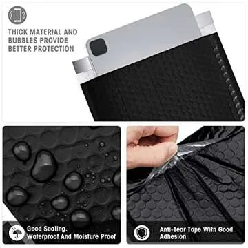 Metronic Bubble Mailers 8.5 X 12 Inch 25 Pack Black Usable Size 8.5 x 11 Waterproof Bubble Mailer Self Seal Padded Envelopes Cushioning for Christmas Gift Packaging, Mailing, Shipping, Small Business