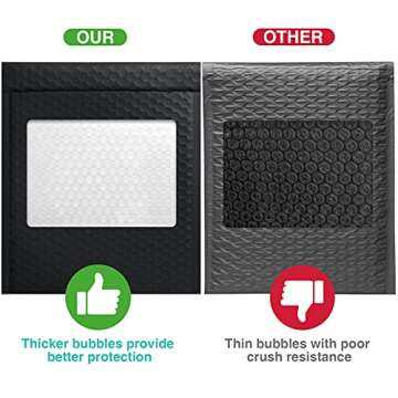 Metronic Bubble Mailers 8.5 X 12 Inch 25 Pack Black Usable Size 8.5 x 11 Waterproof Bubble Mailer Self Seal Padded Envelopes Cushioning for Christmas Gift Packaging, Mailing, Shipping, Small Business