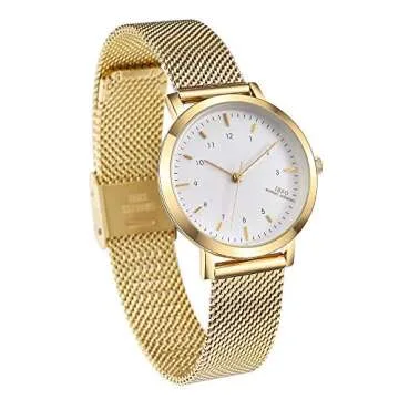 IBSO Women Stainless Steel Band Watches Ladies Quartz Wristwatches Waterproof Mesh Bracelet Watch Relogio Feminino (3639 Gold)