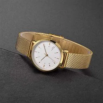 IBSO Women Stainless Steel Band Watches Ladies Quartz Wristwatches Waterproof Mesh Bracelet Watch Relogio Feminino (3639 Gold)