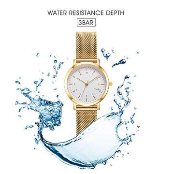 IBSO Women Stainless Steel Band Watches Ladies Quartz Wristwatches Waterproof Mesh Bracelet Watch Relogio Feminino (3639 Gold)